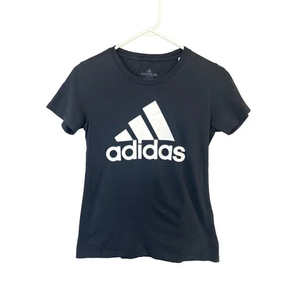 ADIDAS Women's Black Cotton Top T-Shirt GUC Women's Size XS - Picture 1 of 9